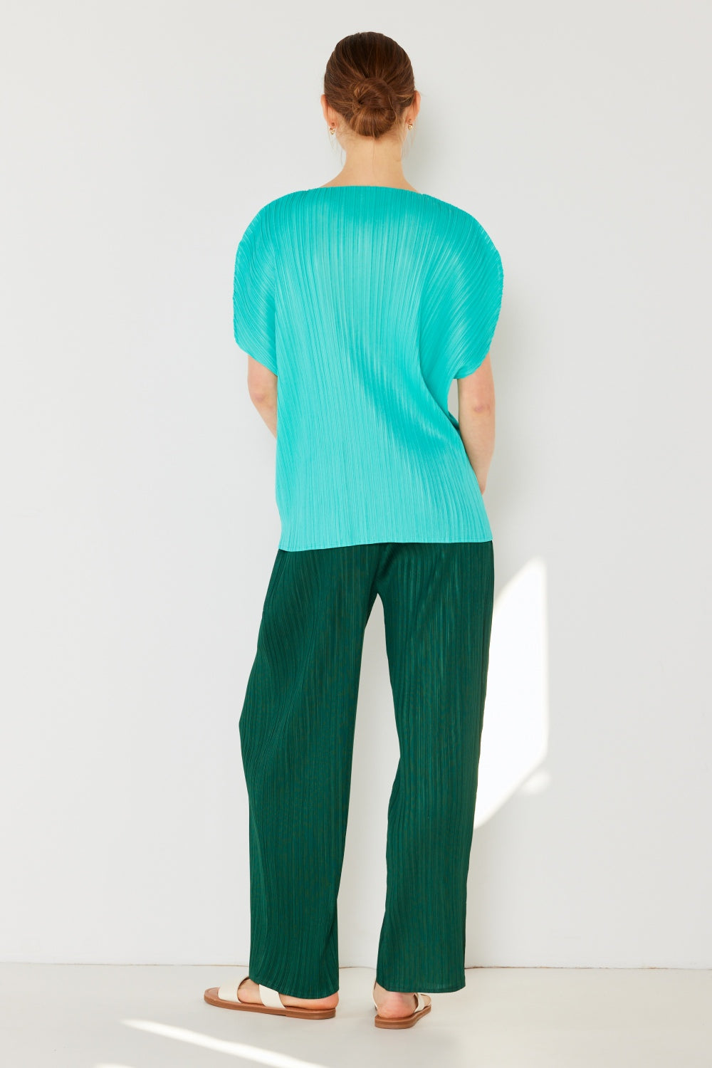 Marina West Pleated Elastic-Waist Straight Pants