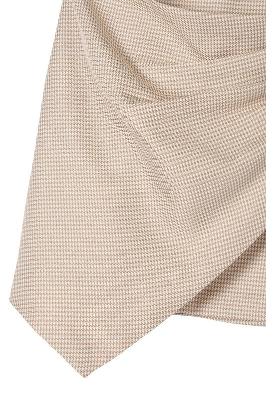 Houndstooth Shirred Wrap Skirt