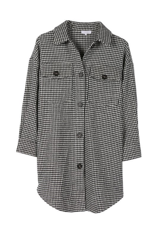 The Houndstooth Long Shacket