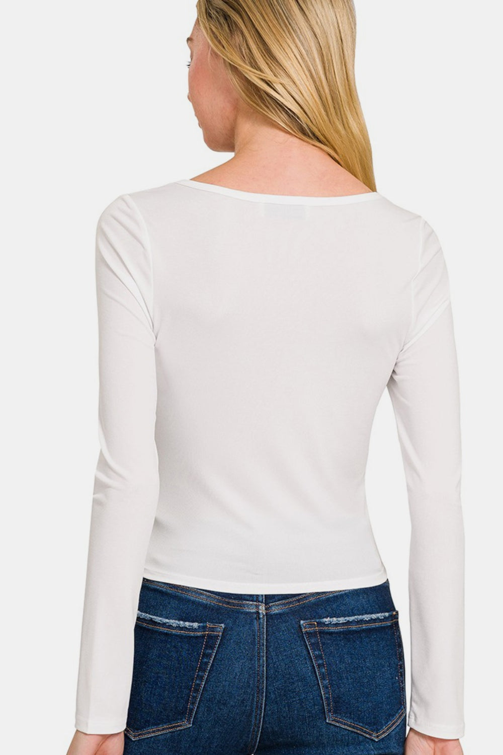 Square Neck Fitted Long Sleeve T-Shirt