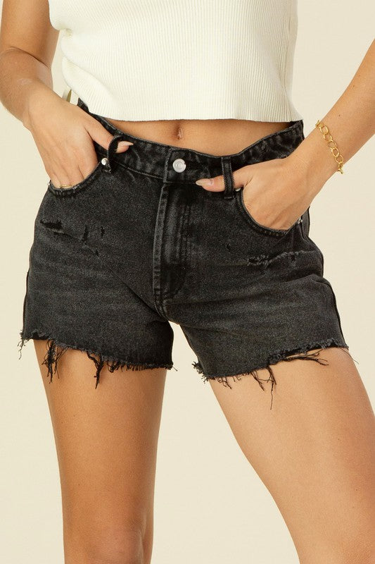 Copy Cat Distressed Denim Shorts