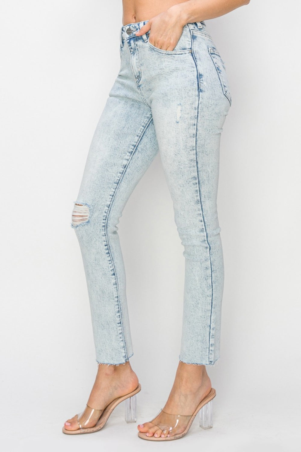 Light High Rise Distressed Skinny Jeans