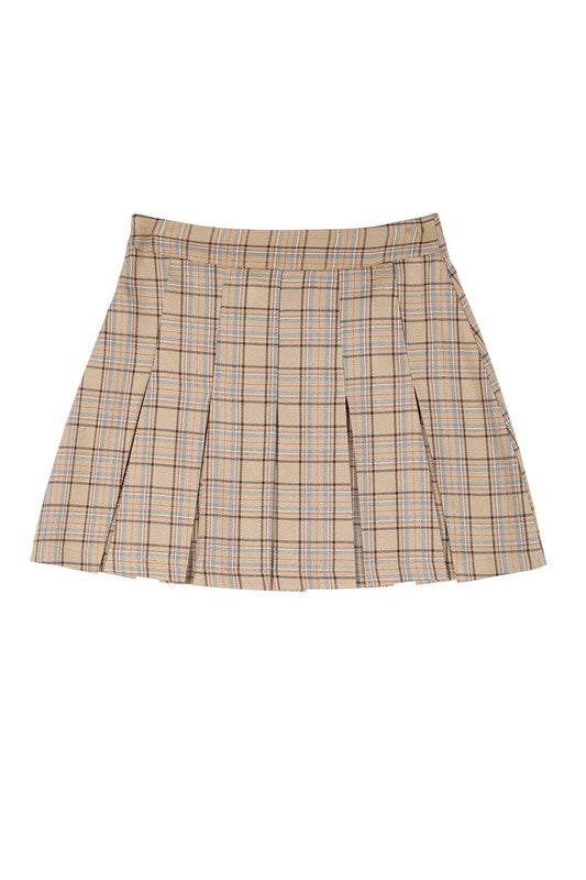 Plaid Pleated Mini Skirt