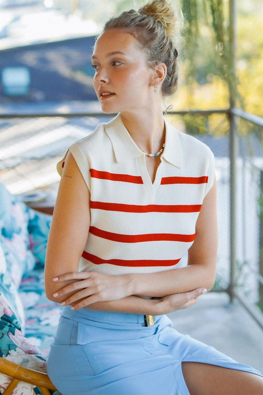 Striped Polo Vest