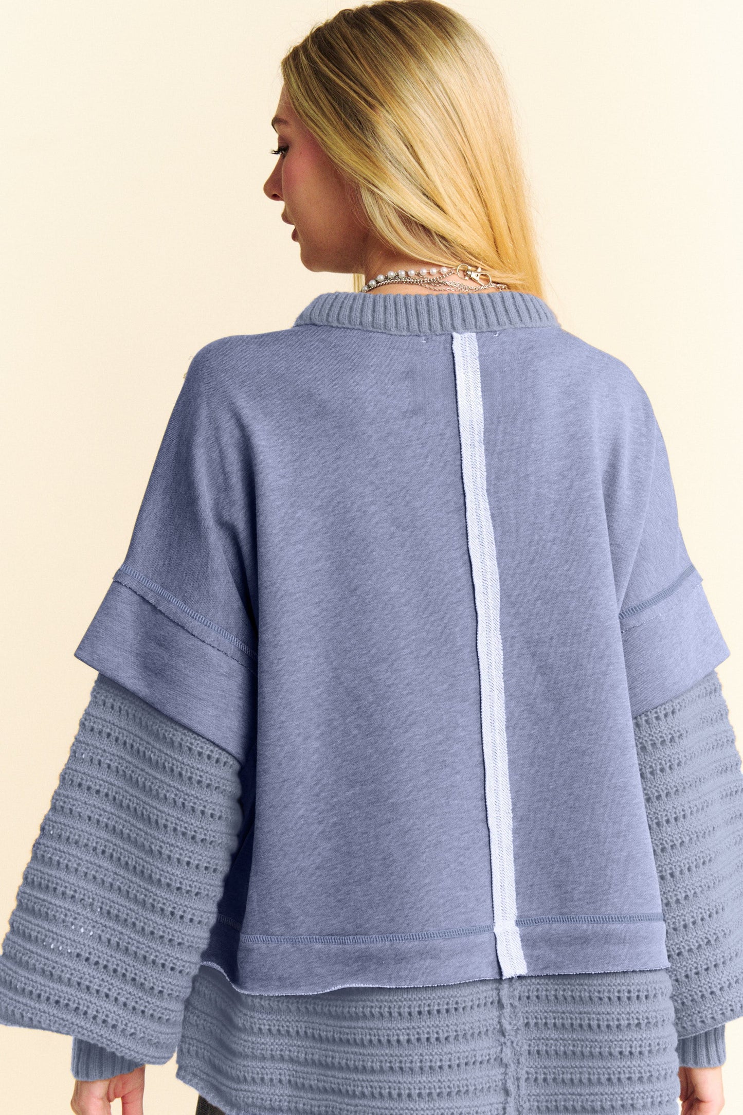 Faux Layered Round Neck Sweater