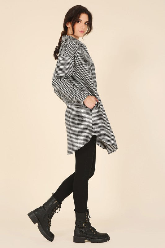 The Houndstooth Long Shacket